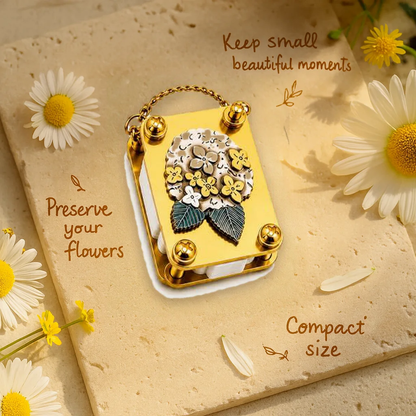 Hydrangea design mini flower press on stone with daisies